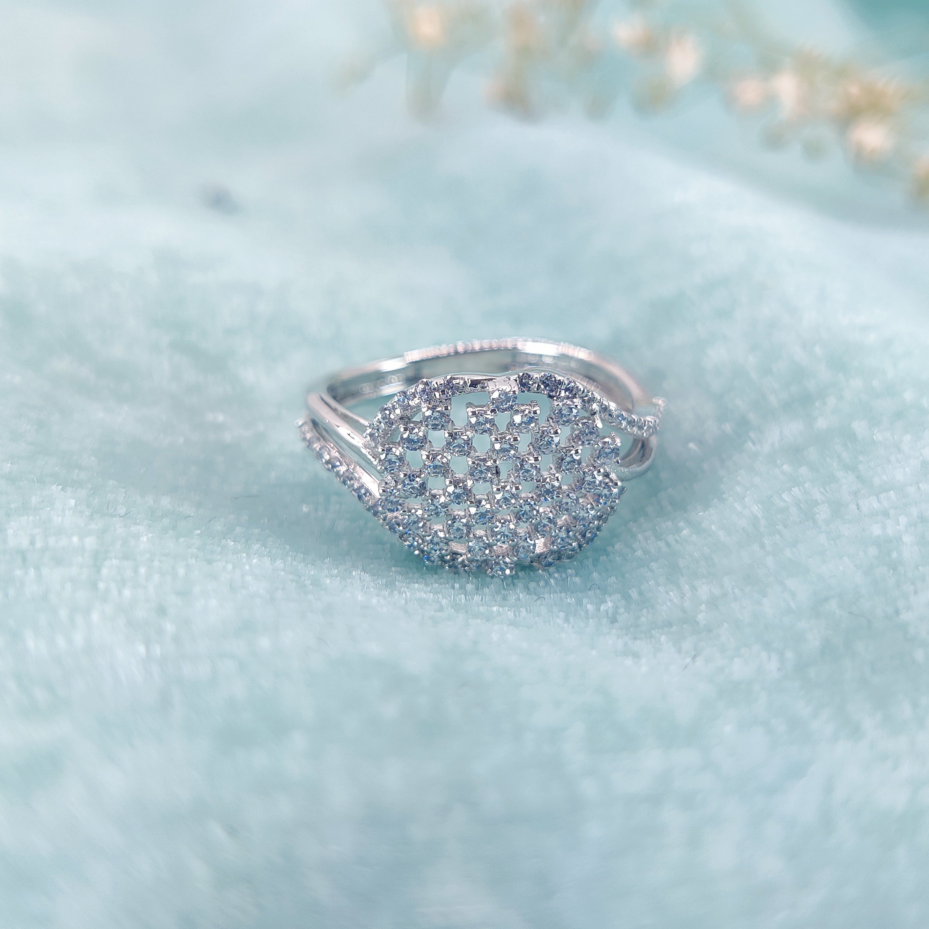 Glimmer Veil Silver Ring