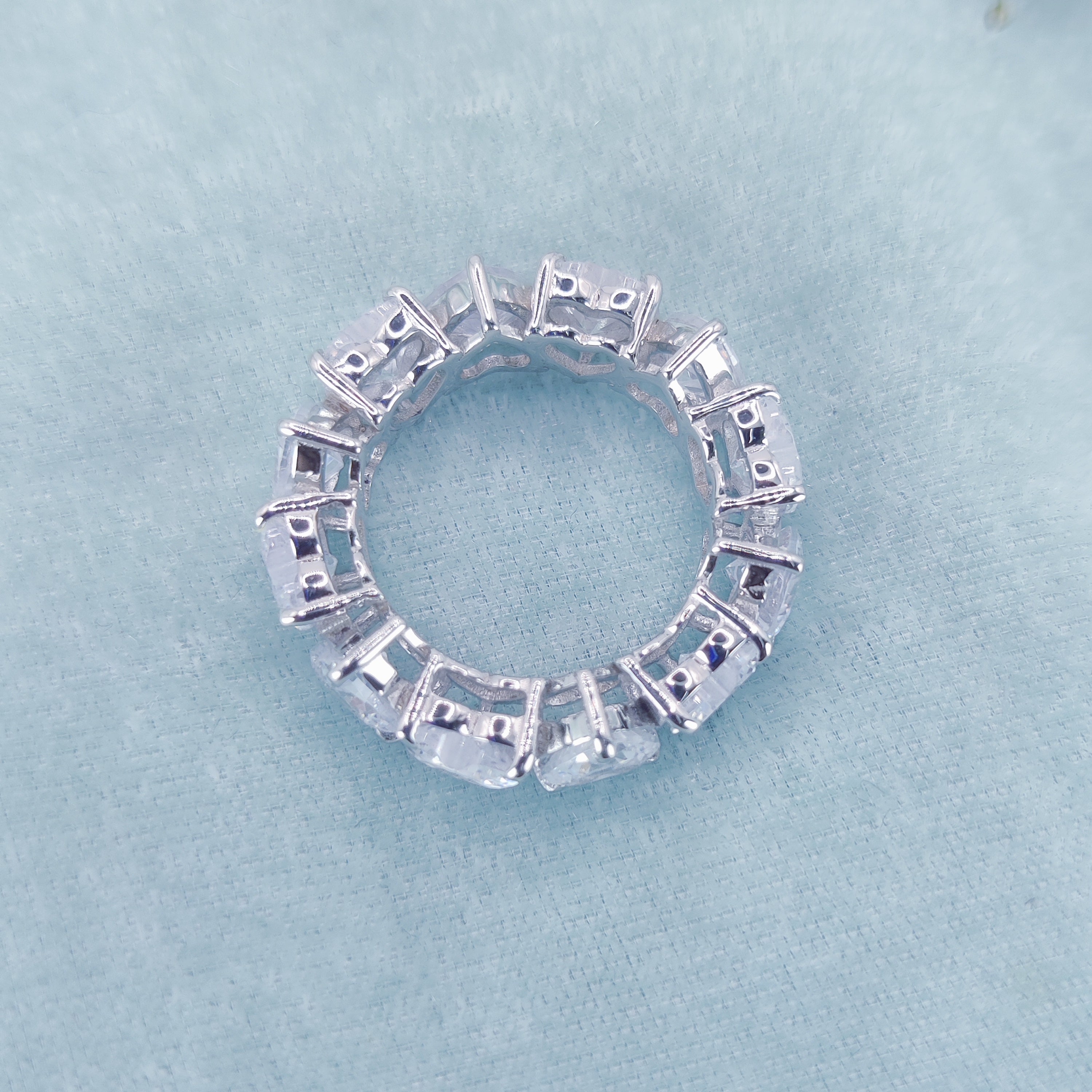 Crystal Hearts Circle Ring