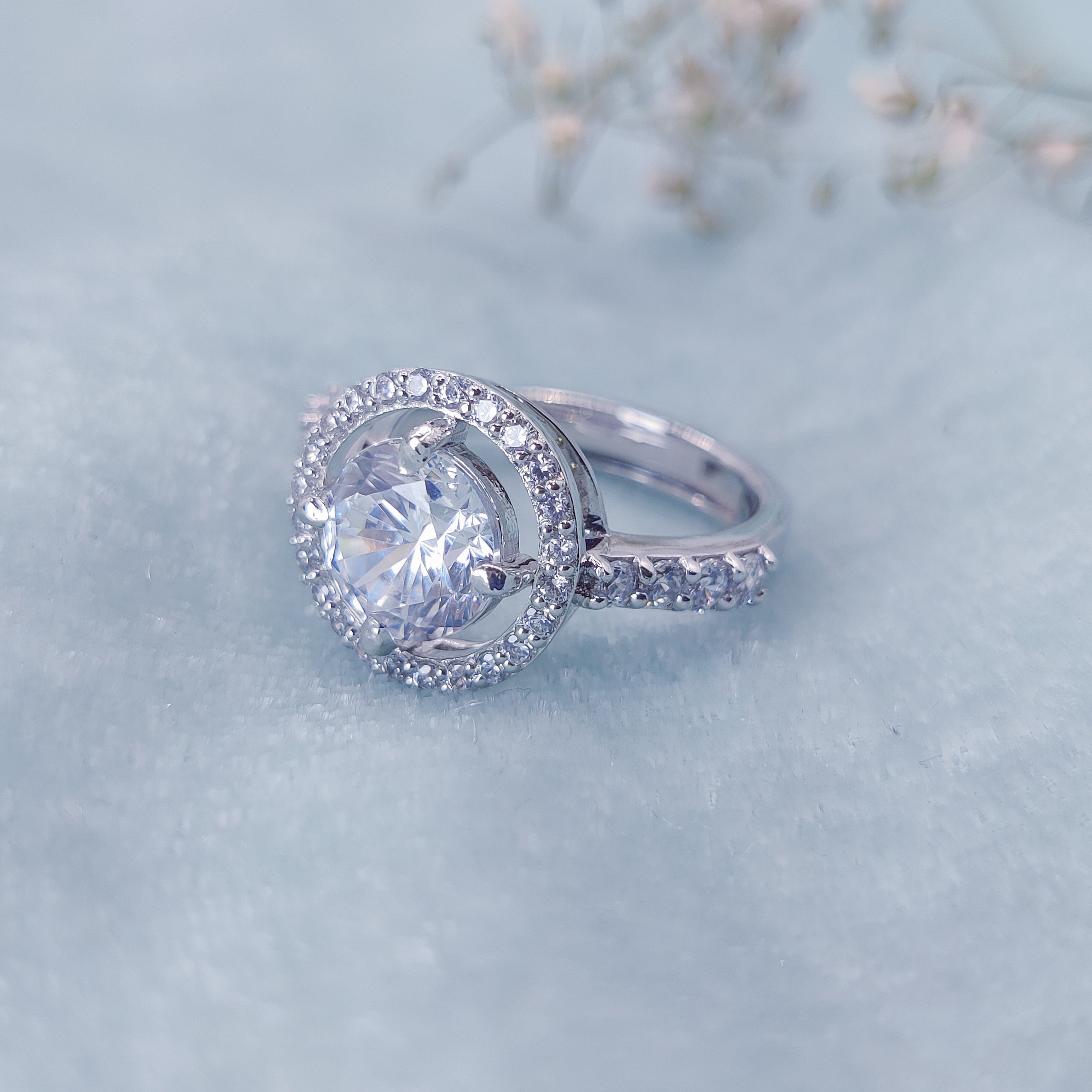 Radiant Halo Solitaire Ring