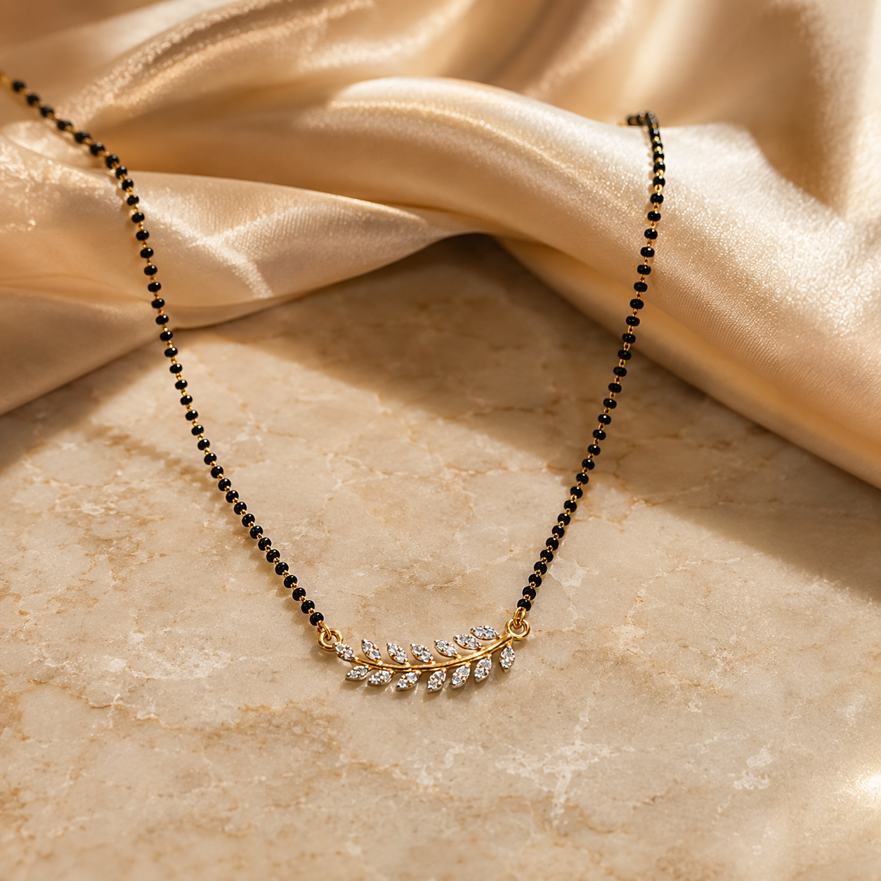 Aurelia Leaf Diamond Mangalsutra