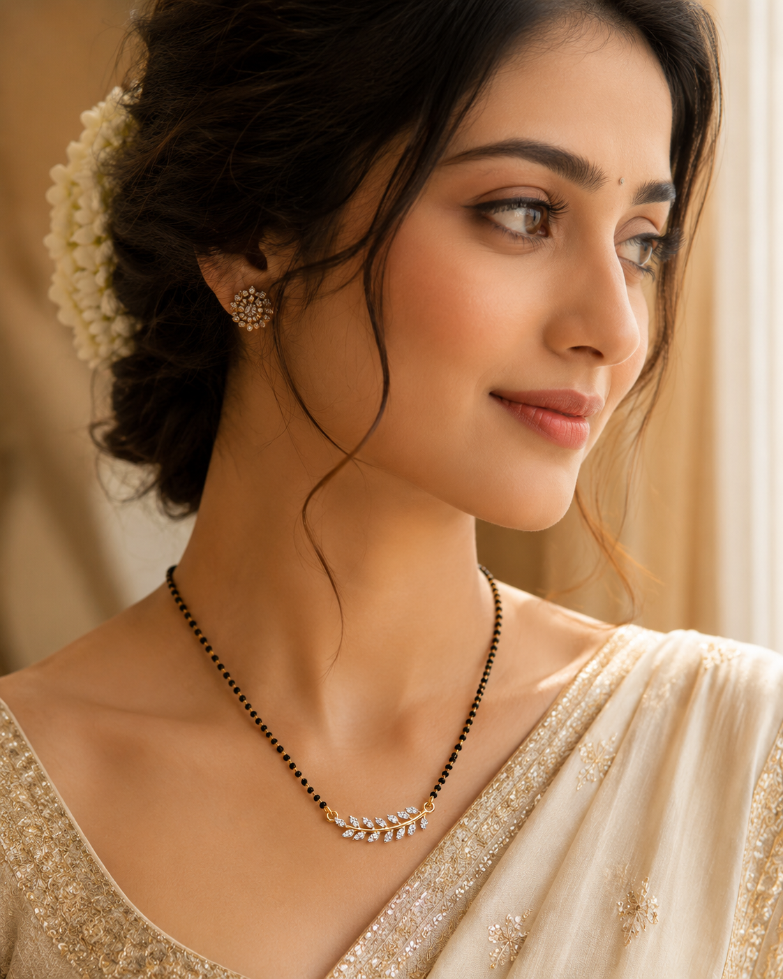 Aurelia Leaf Diamond Mangalsutra