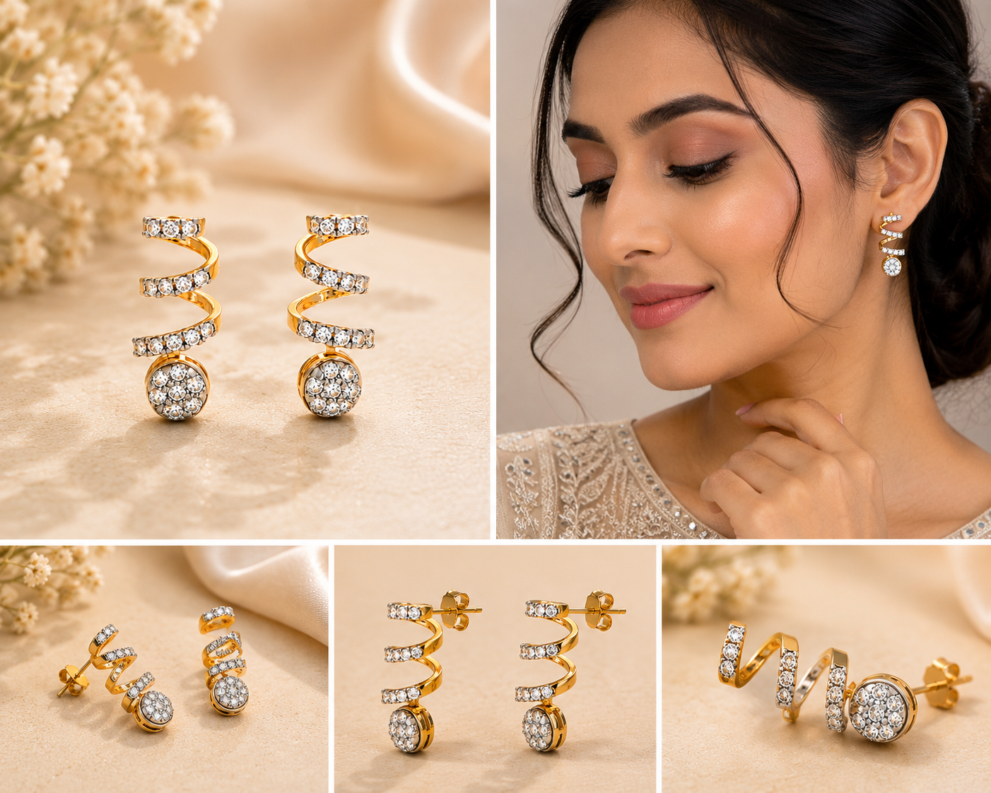 Aurielle Spiral Crystal Earrings