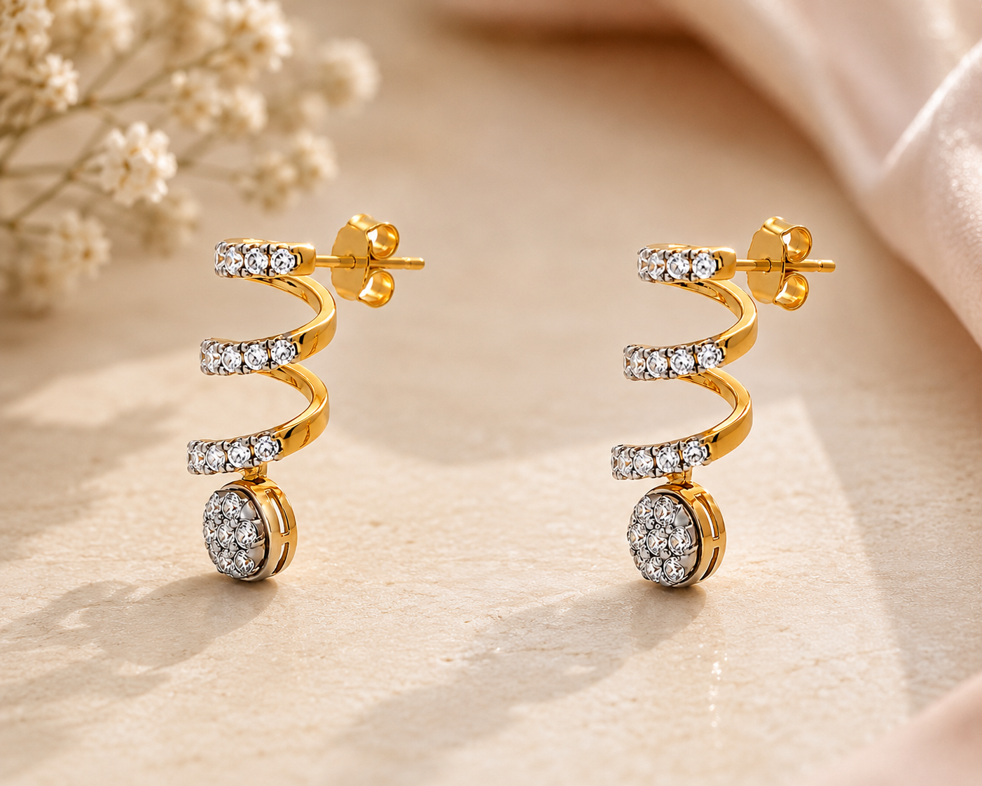 Aurielle Spiral Crystal Earrings