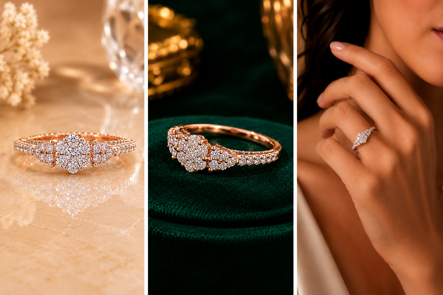 Blossom Sparkle Rose Gold Diamond Ring