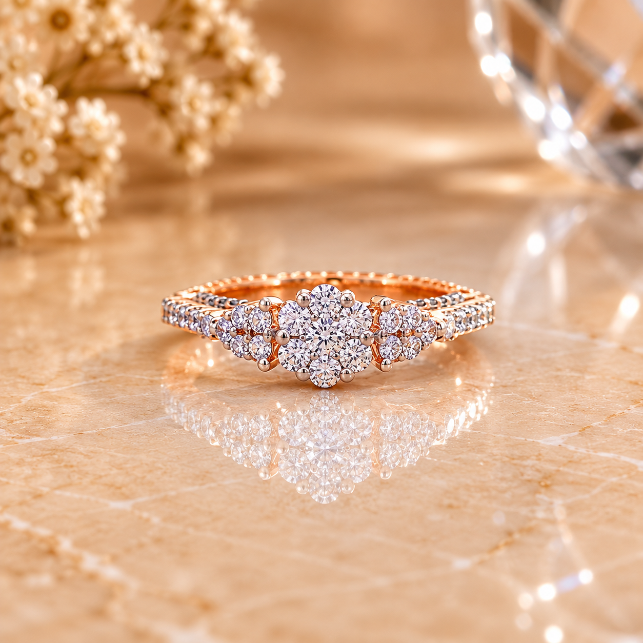 Blossom Sparkle Rose Gold Diamond Ring