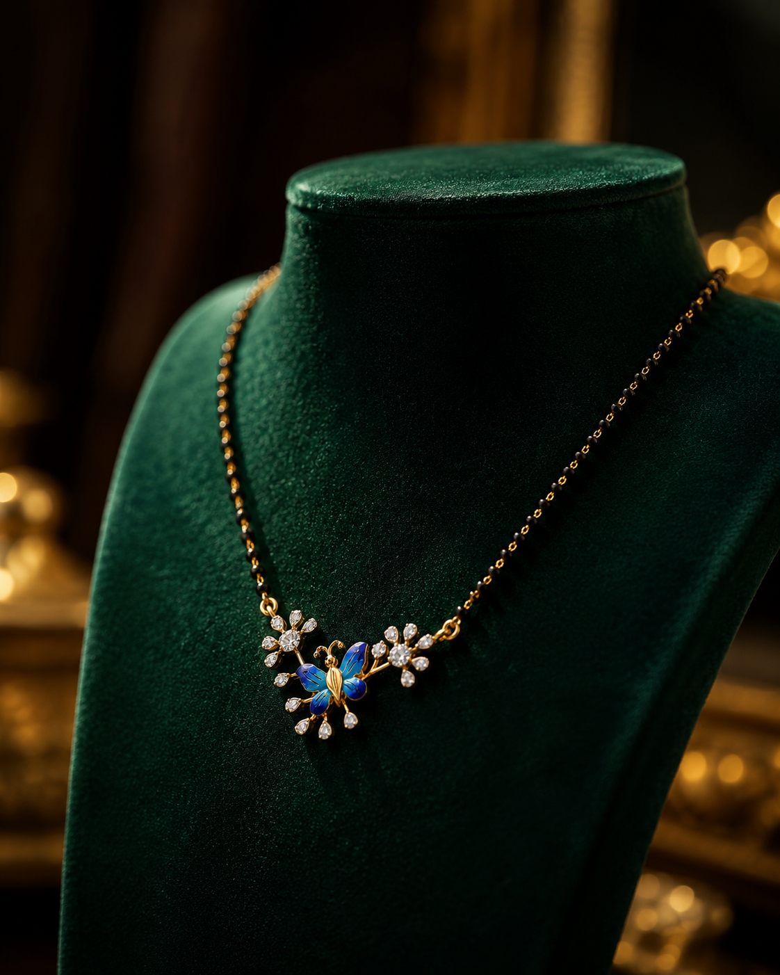 Blue Butterfly Diamond Mangalsutra
