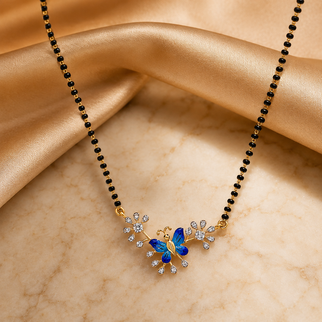 Blue Butterfly Diamond Mangalsutra