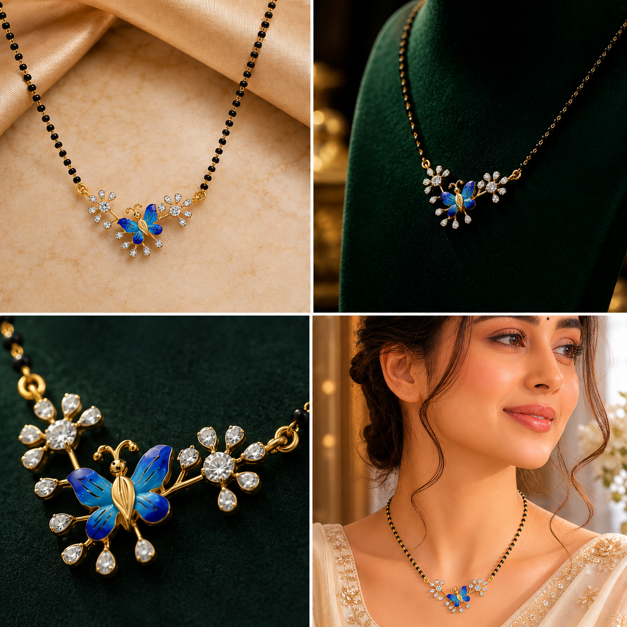 Blue Butterfly Diamond Mangalsutra