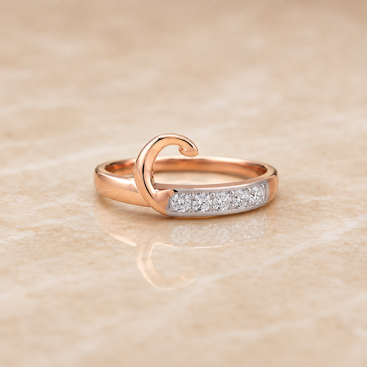Celeste Wave Rose Gold Diamond Ring