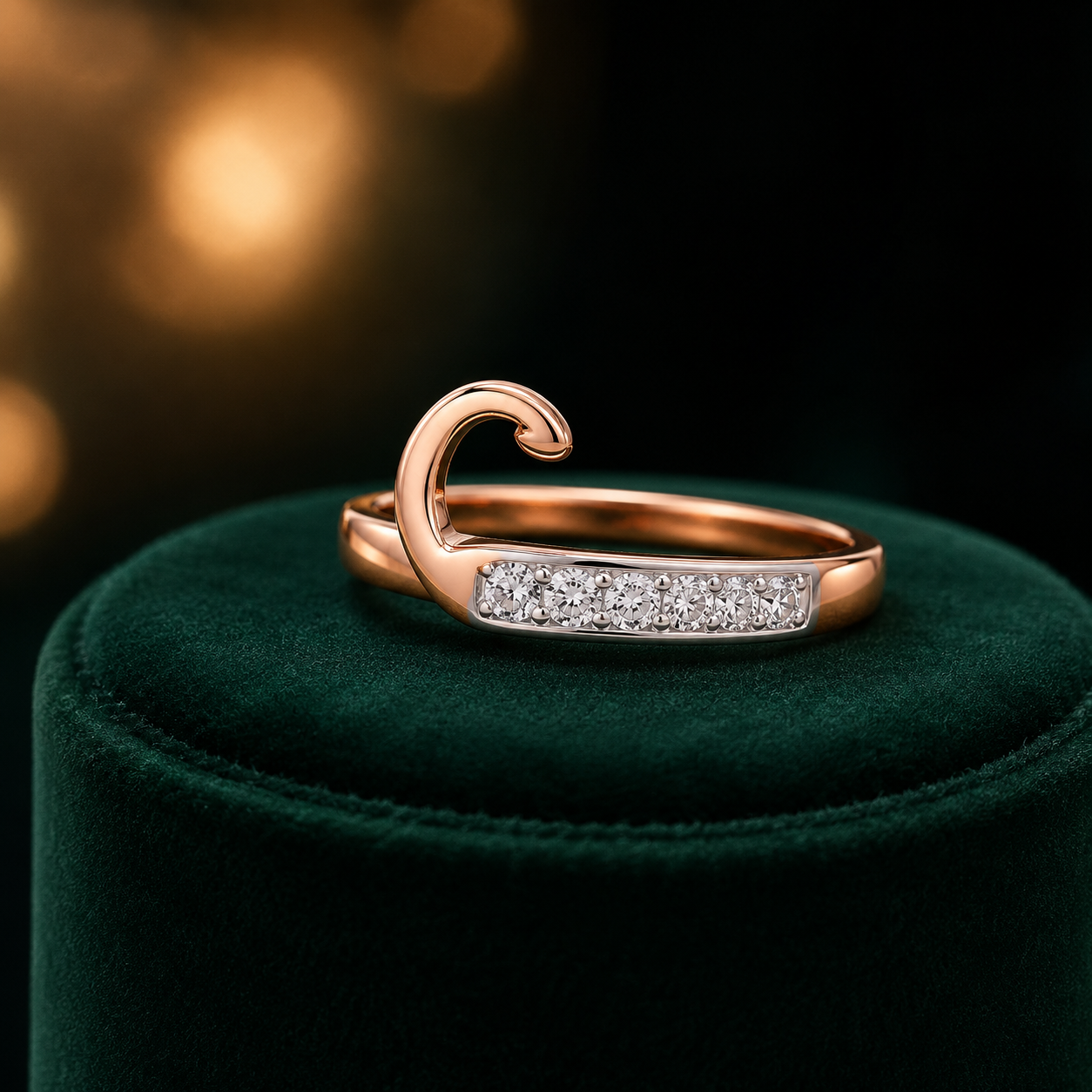 Celeste Wave Rose Gold Diamond Ring