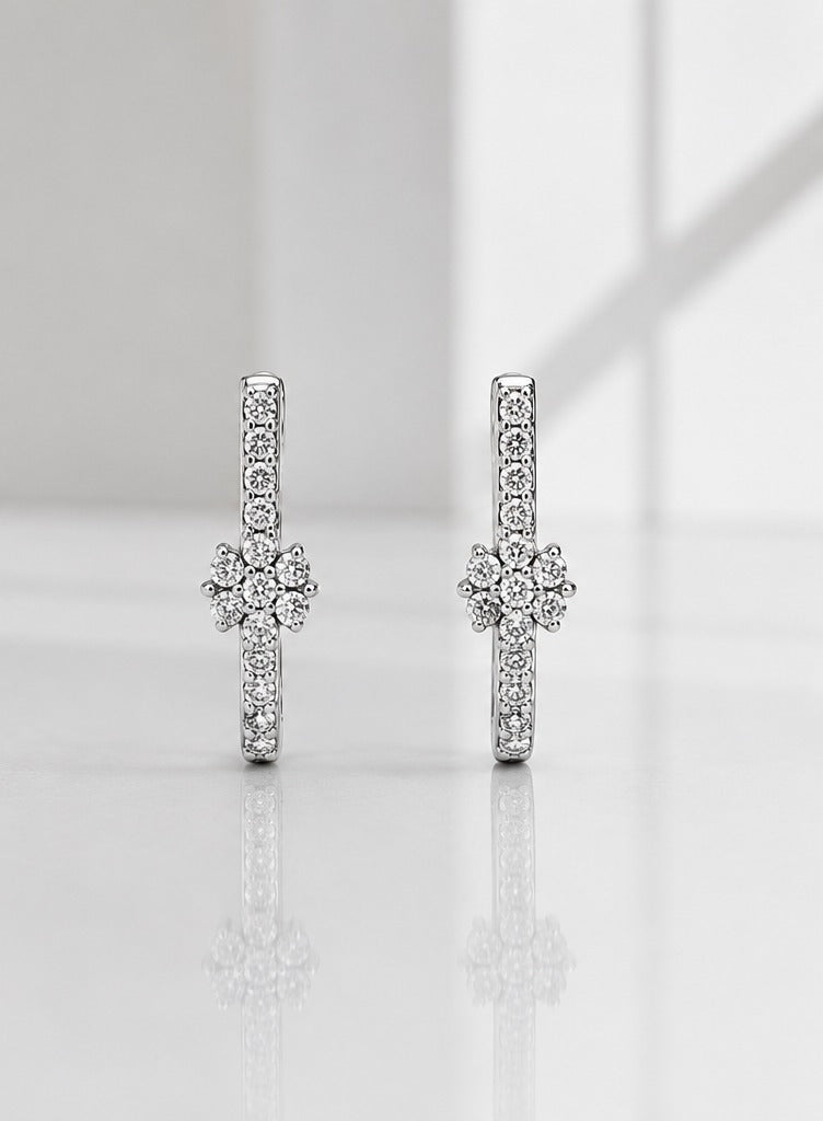 Celestia Floral Crystal Bar Earrings