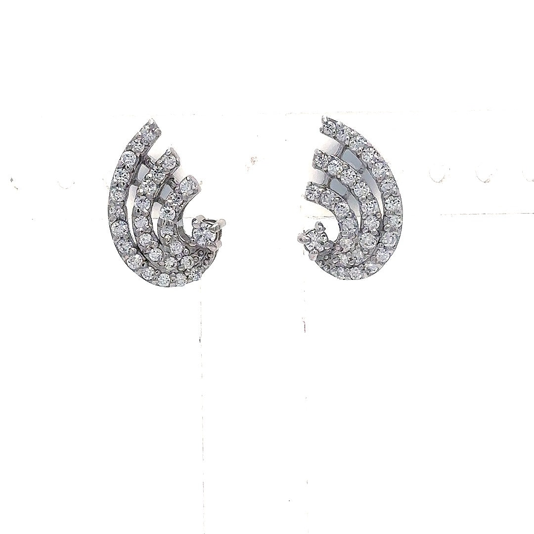 Celestial Curve Crystal Earrings – Silver Luxe Edition