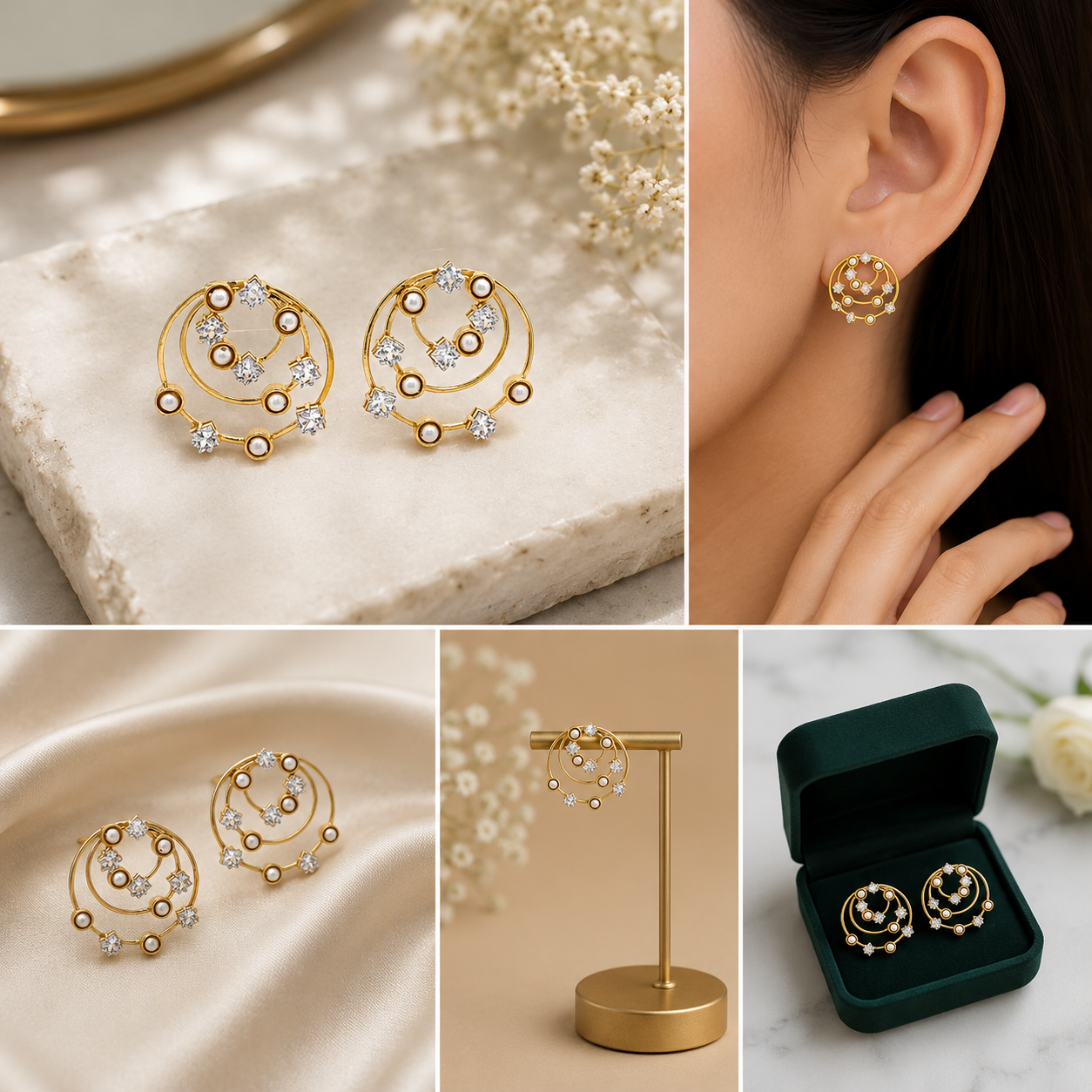 Celestial Pearl Orbit Earrings