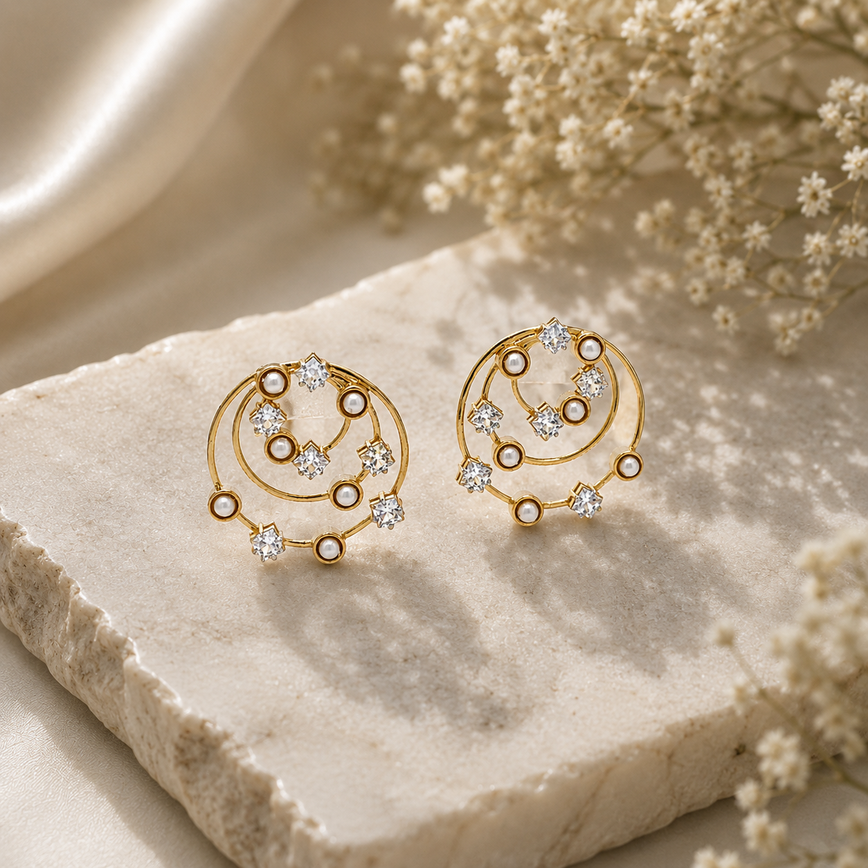 Celestial Pearl Orbit Earrings