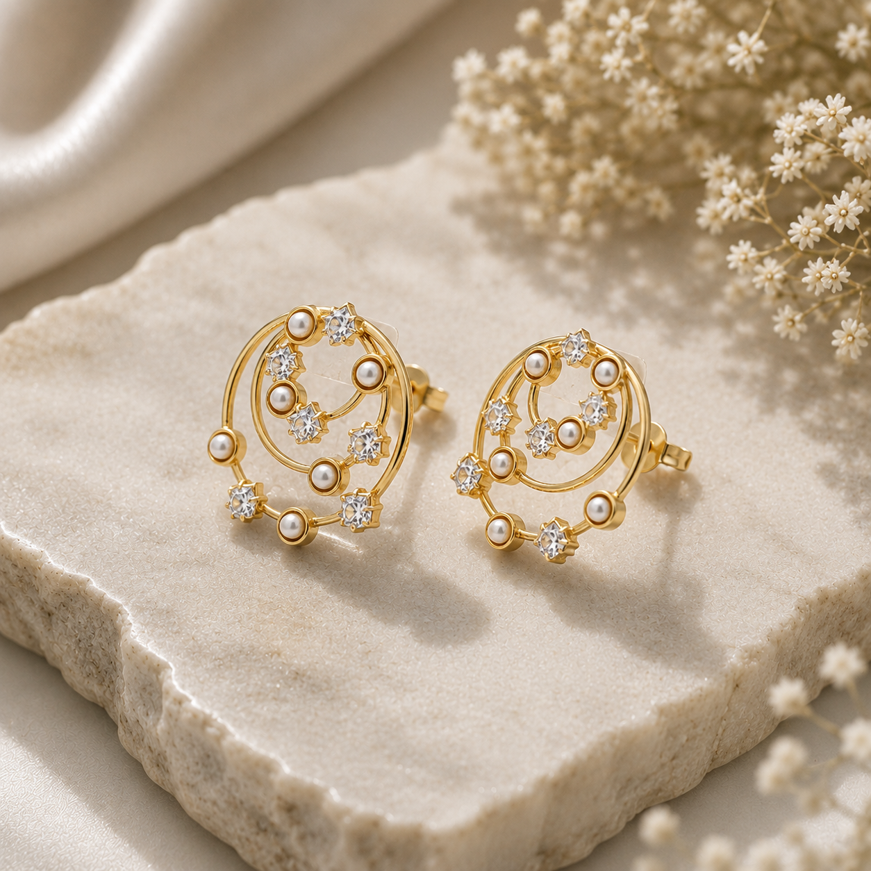 Celestial Pearl Orbit Earrings