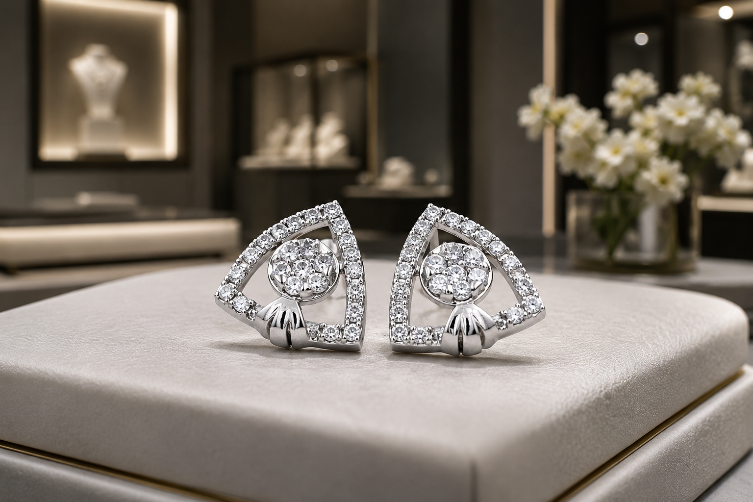 Celestial Triangle Crystal Stud Earrings
