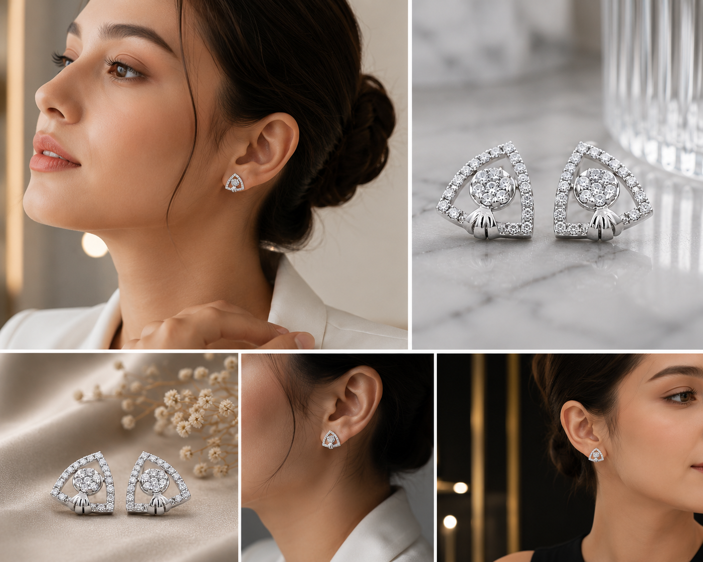 Celestial Triangle Crystal Stud Earrings