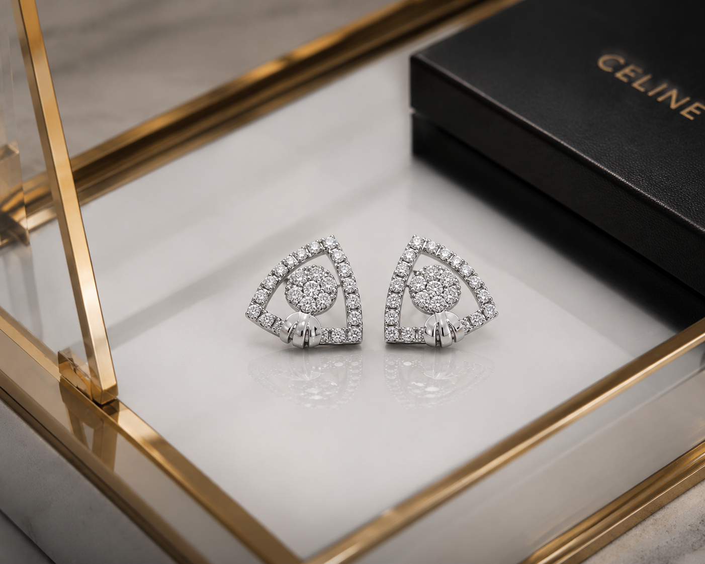 Celestial Triangle Crystal Stud Earrings