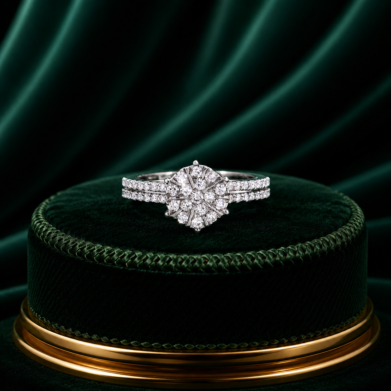 Floral Diamond Cluster Ring
