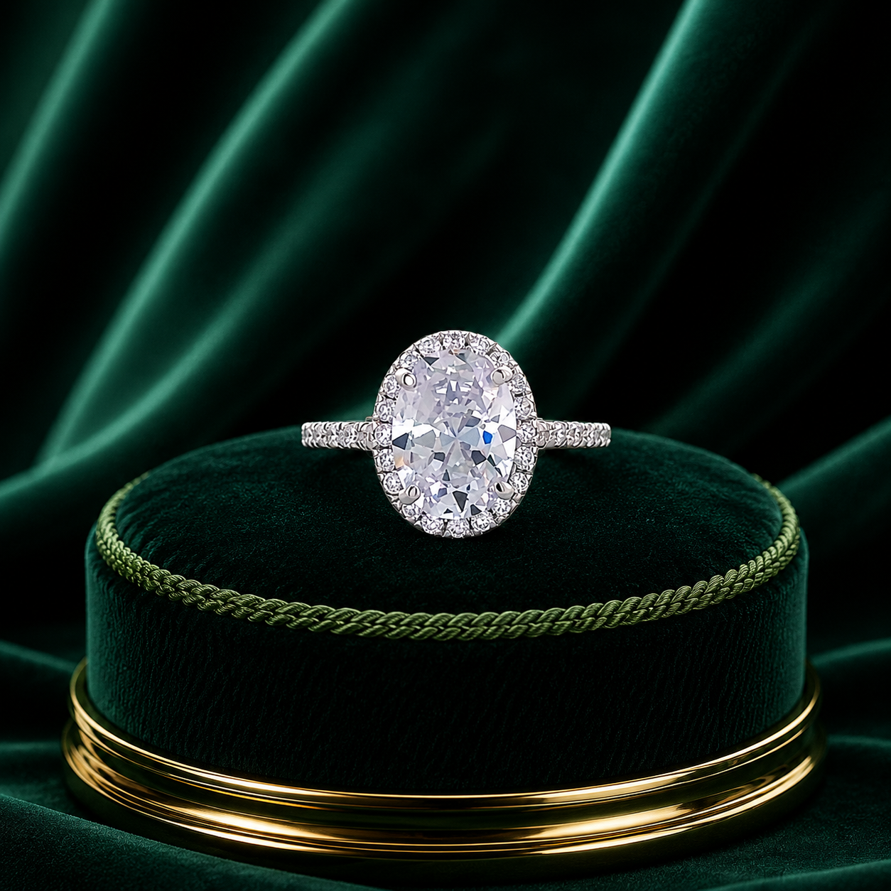 Elegant Oval Halo Solitaire Ring