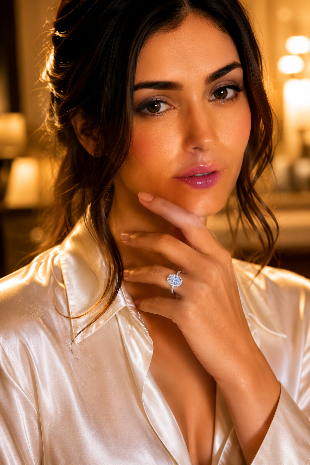 Elegant Oval Halo Solitaire Ring