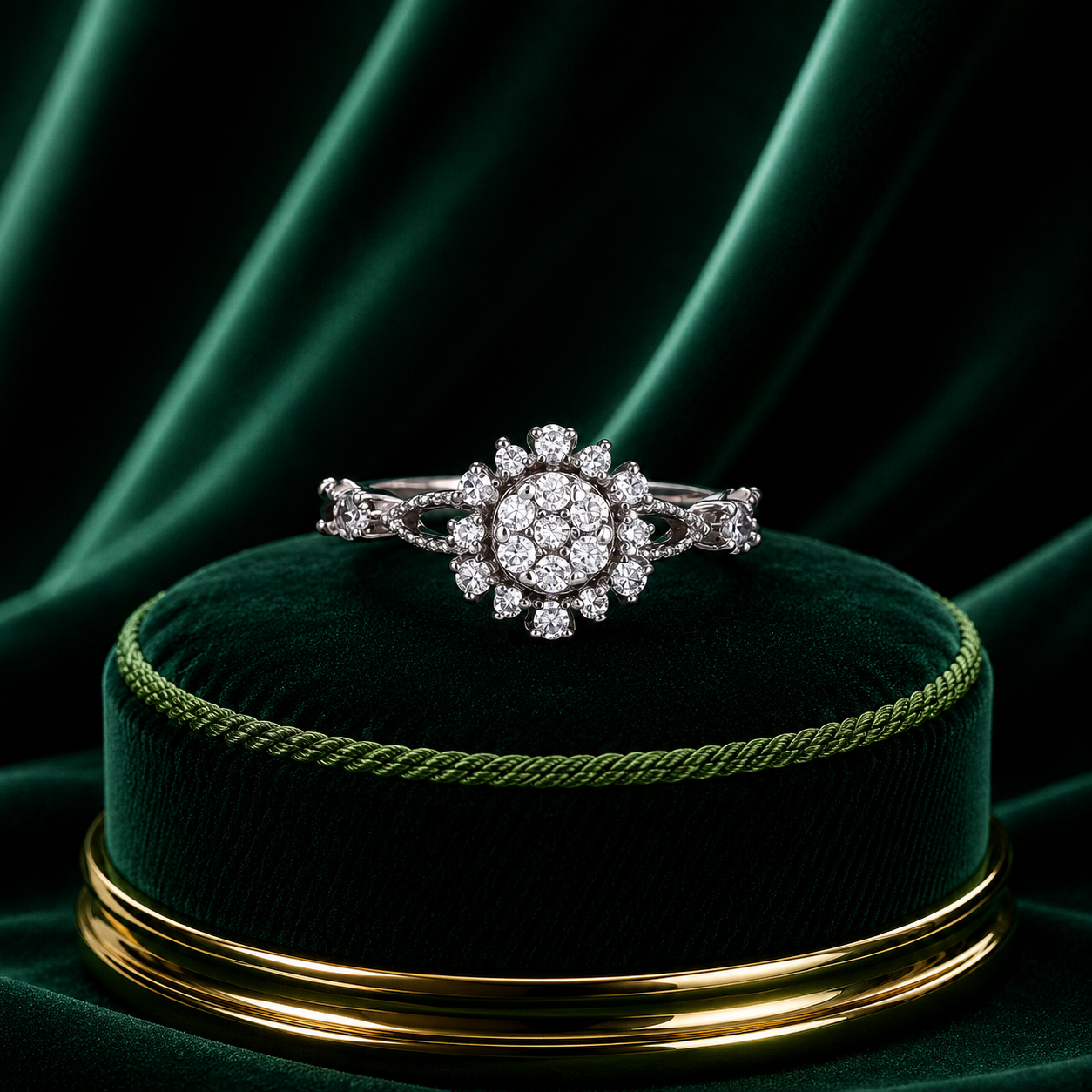 Vintage Floral Cluster Diamond Ring
