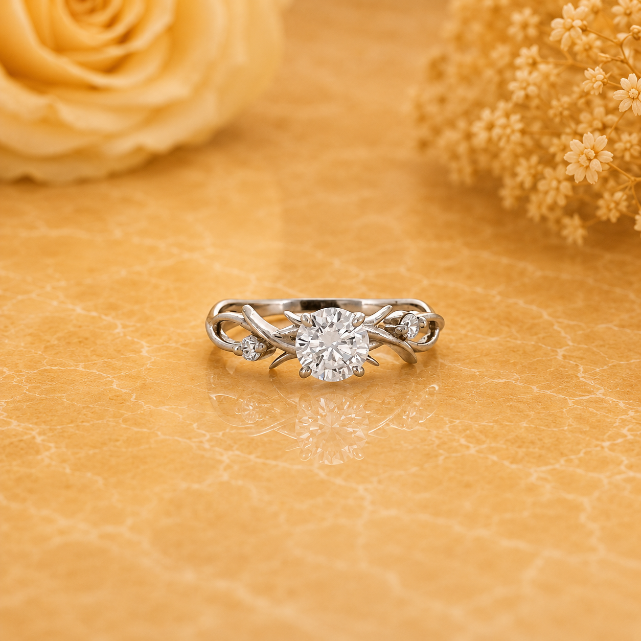 Infinity Vine Solitaire Diamond Ring