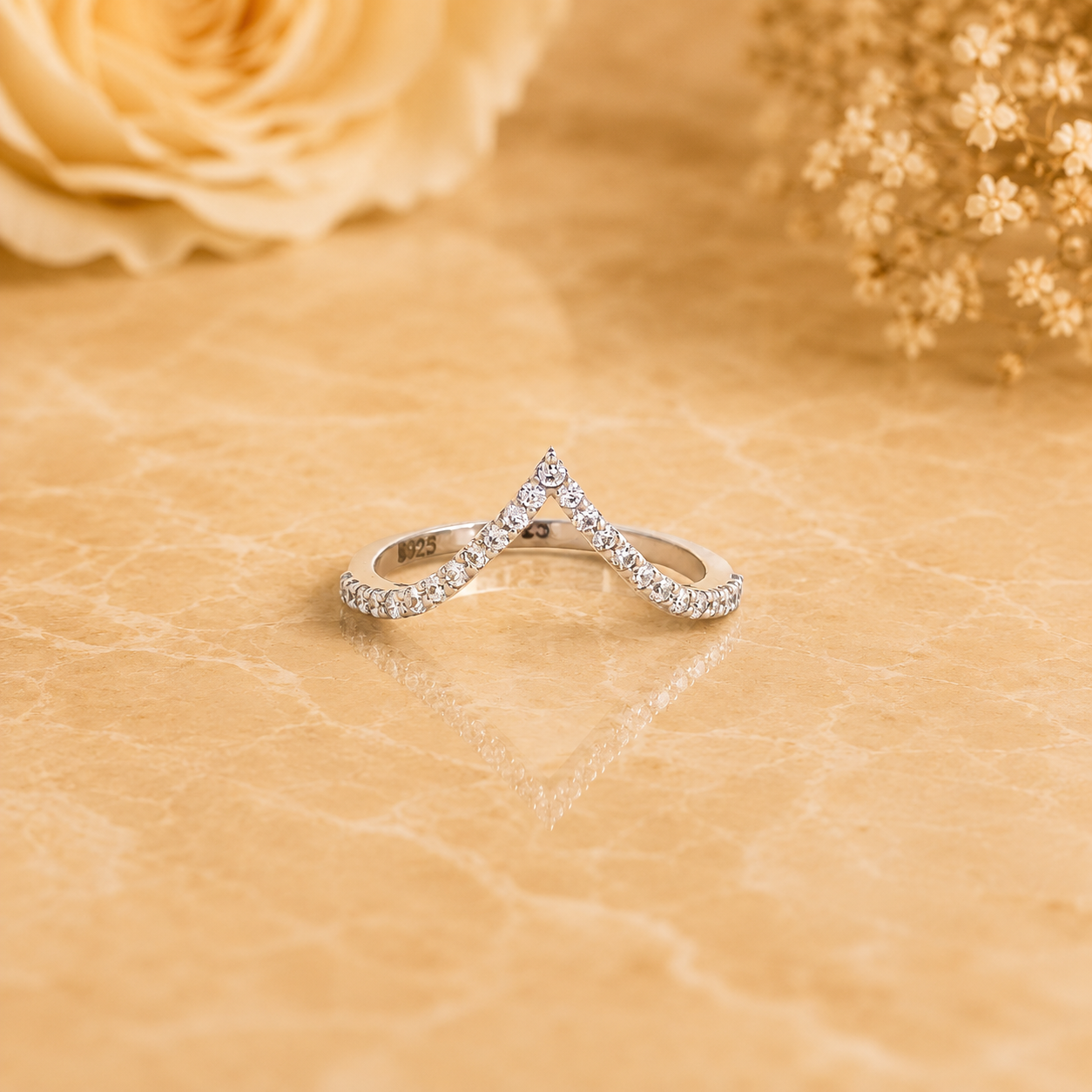 Chevron Wishbone Diamond Ring