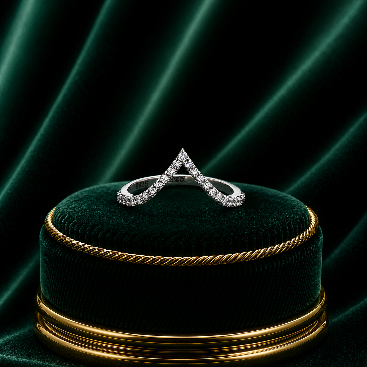 Chevron Wishbone Diamond Ring