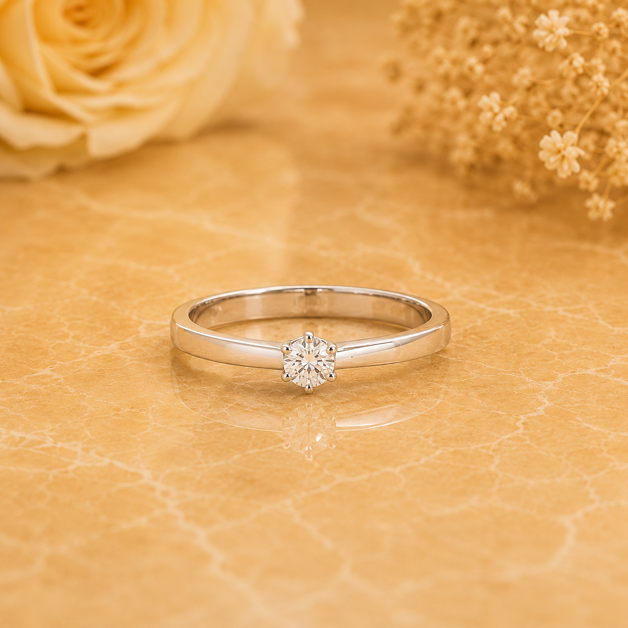 Minimal Solitaire Diamond Ring