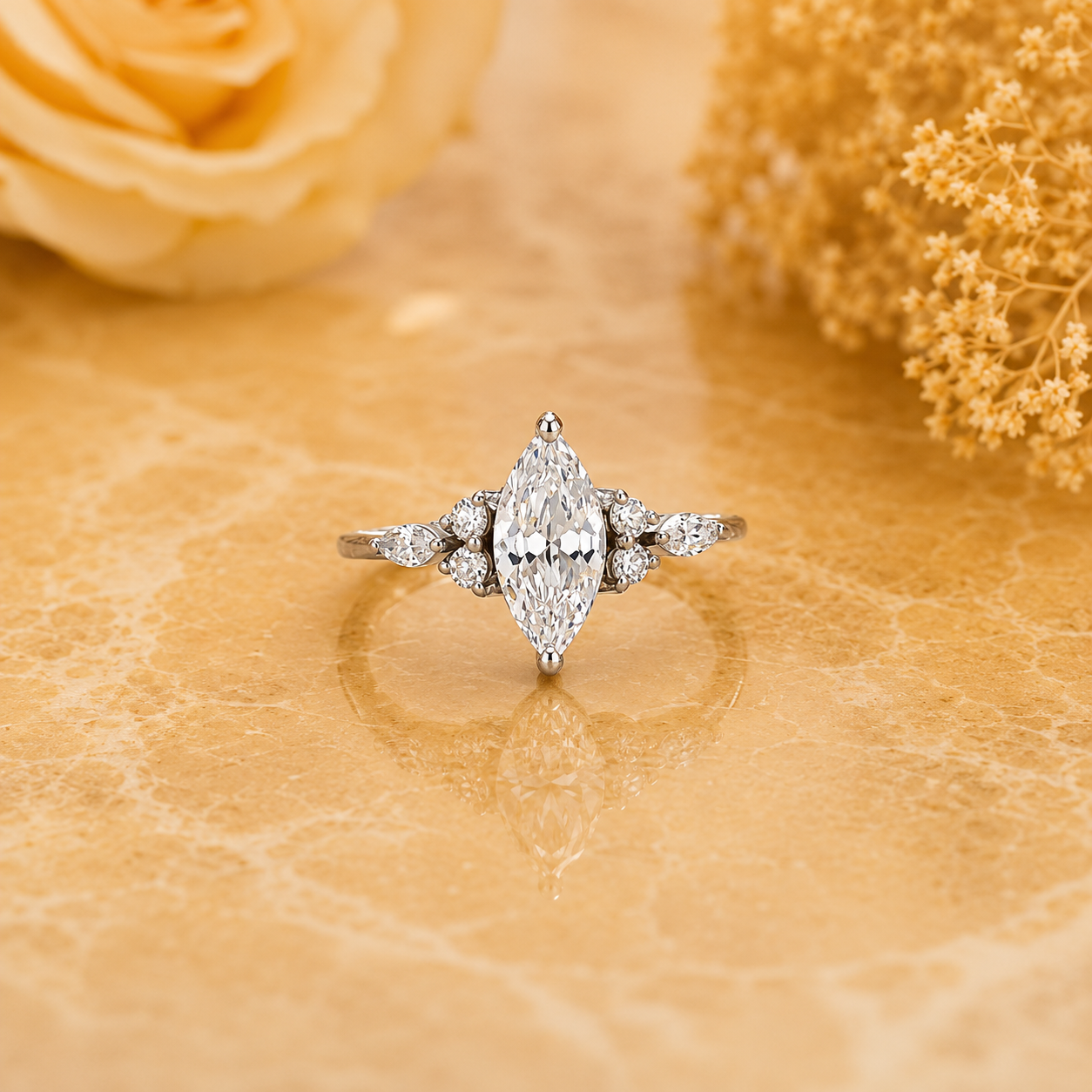 Marquise Solitaire Diamond Ring