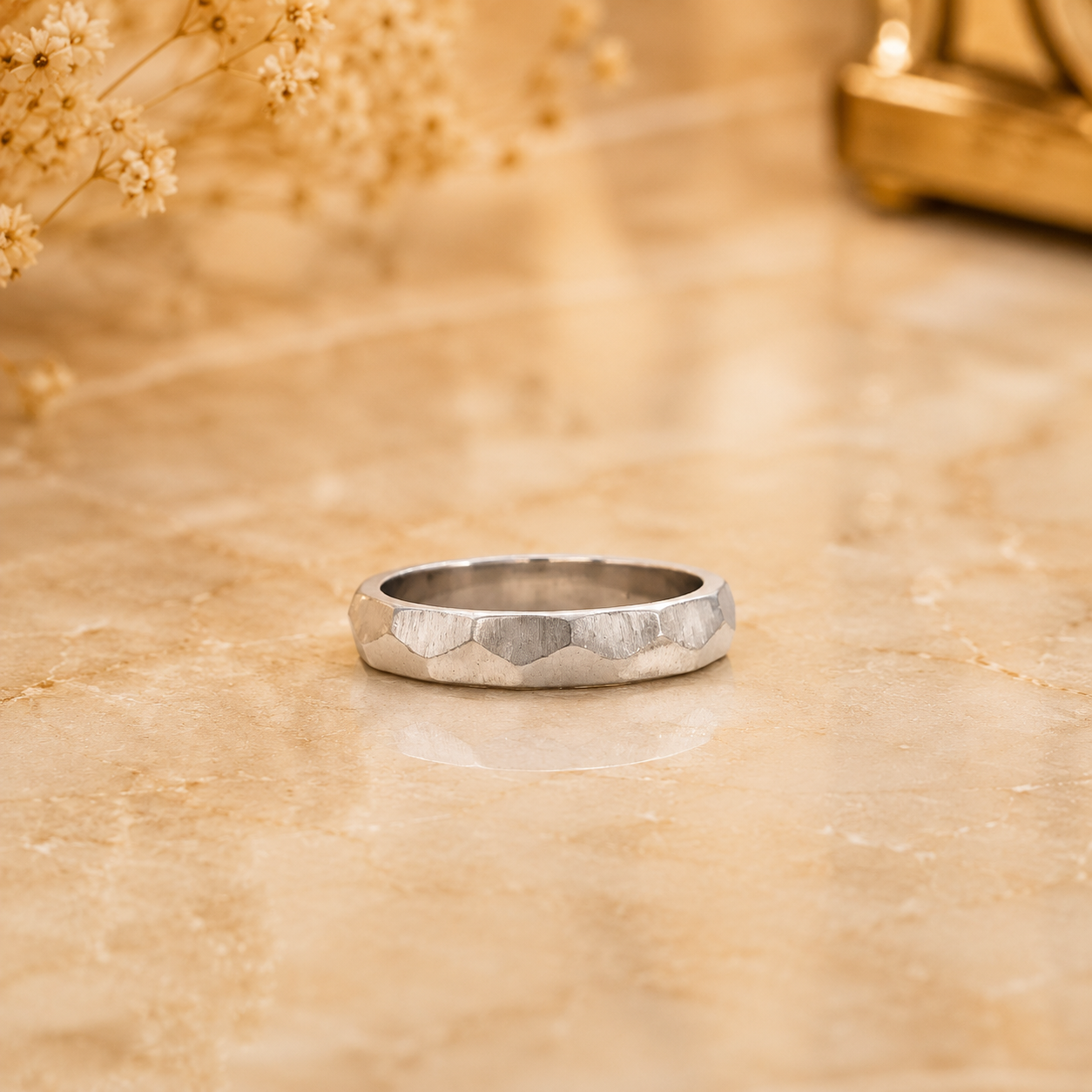 Hammered Minimalist Band Ring