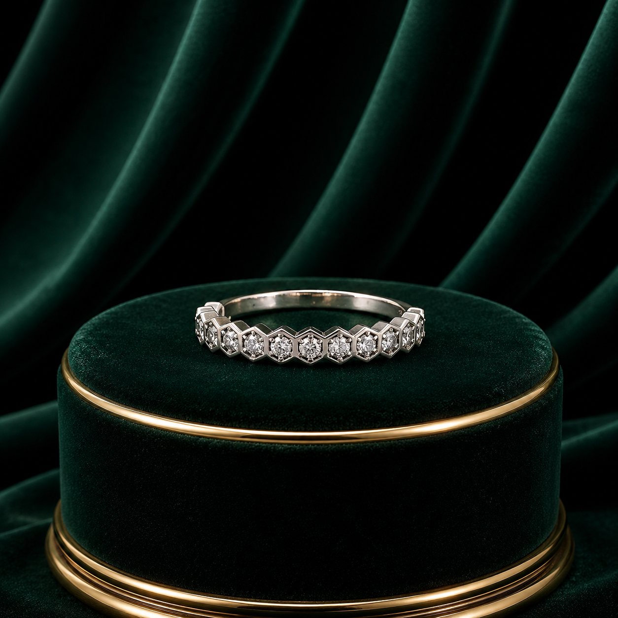 Hexagon Diamond Band Ring