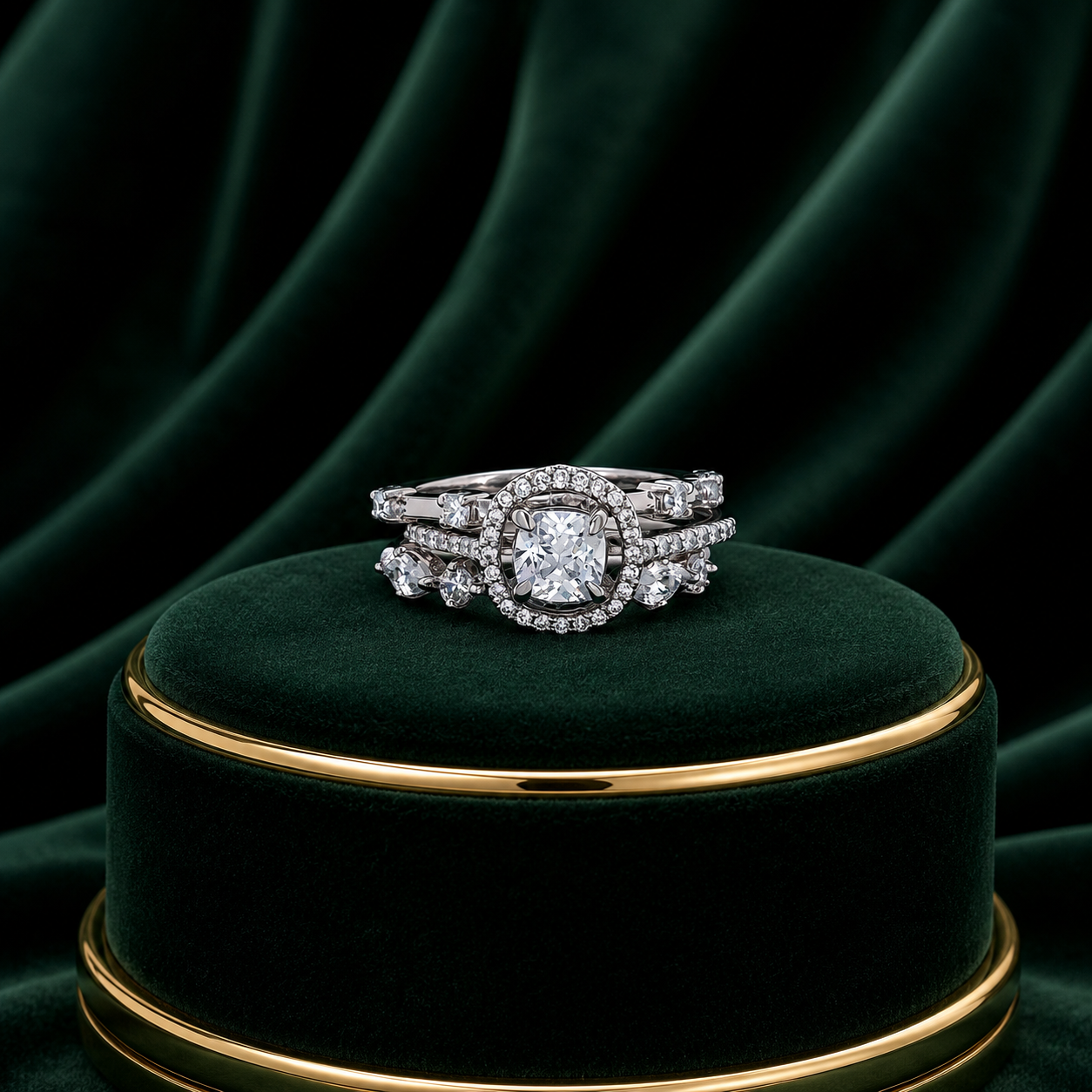 Vintage Halo Diamond Bridal Ring