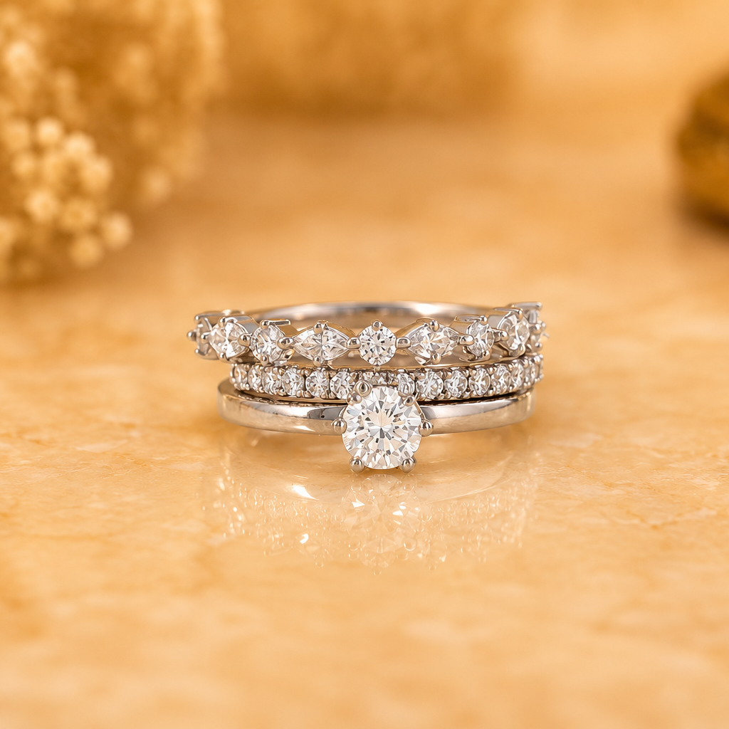 Triple Stack Diamond Bridal Ring