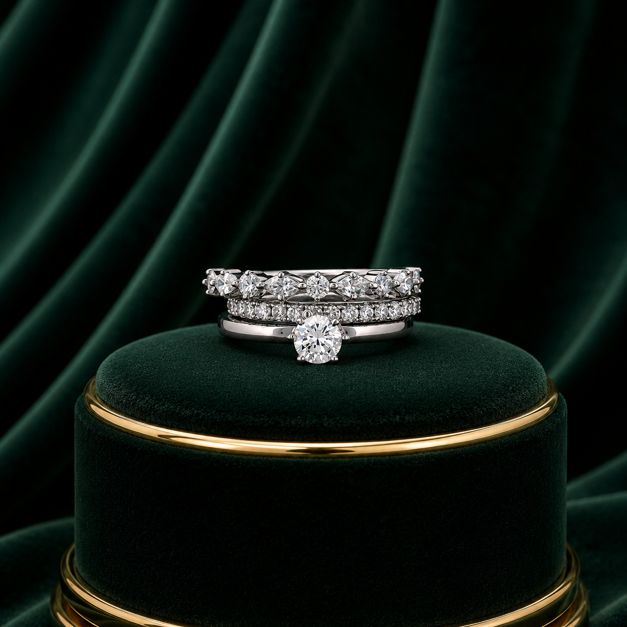 Triple Stack Diamond Bridal Ring