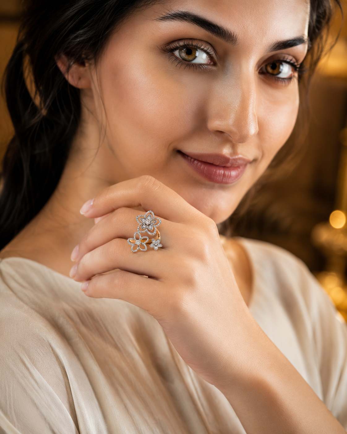 Blooming Harmony Floral Adjustable Ring