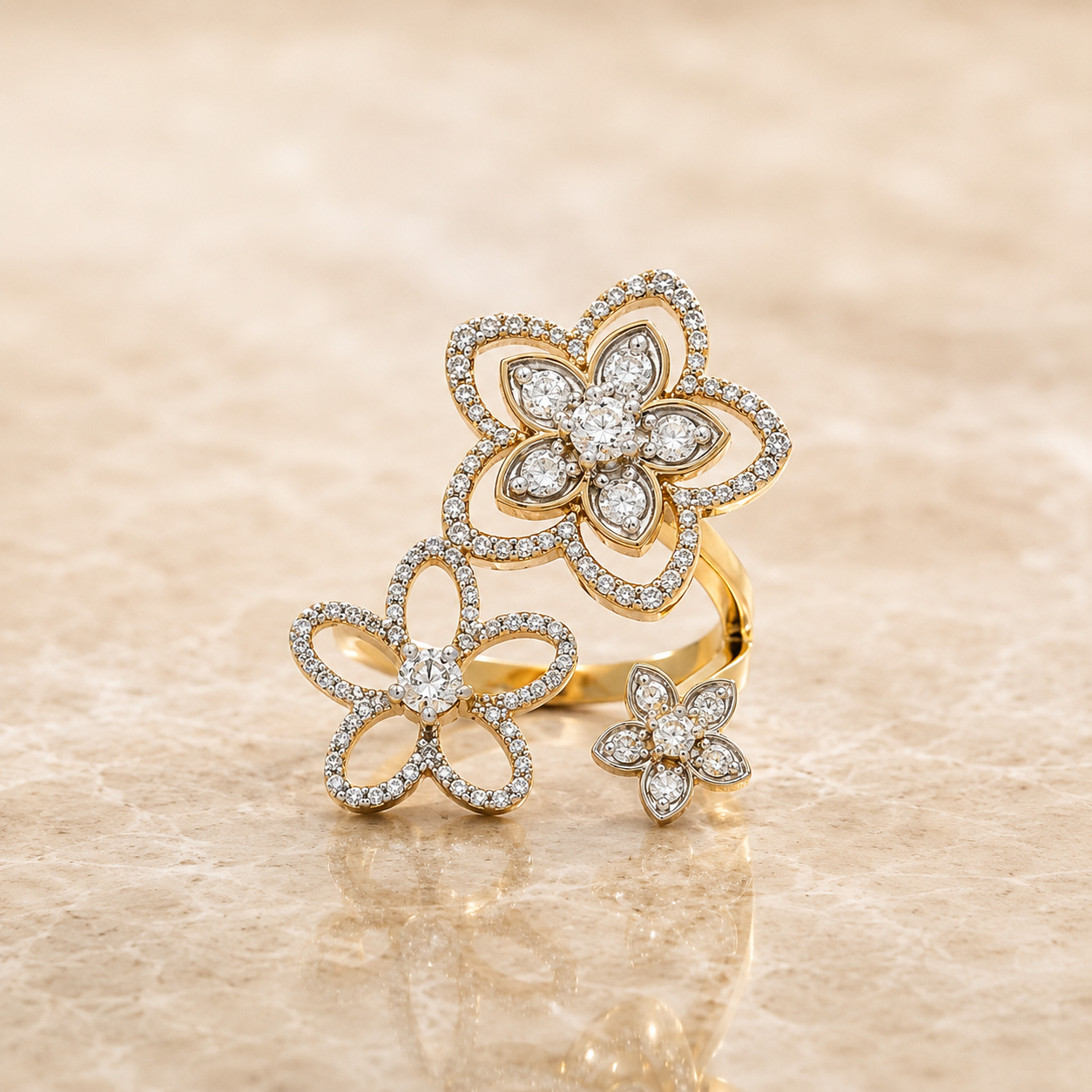 Blooming Harmony Floral Adjustable Ring