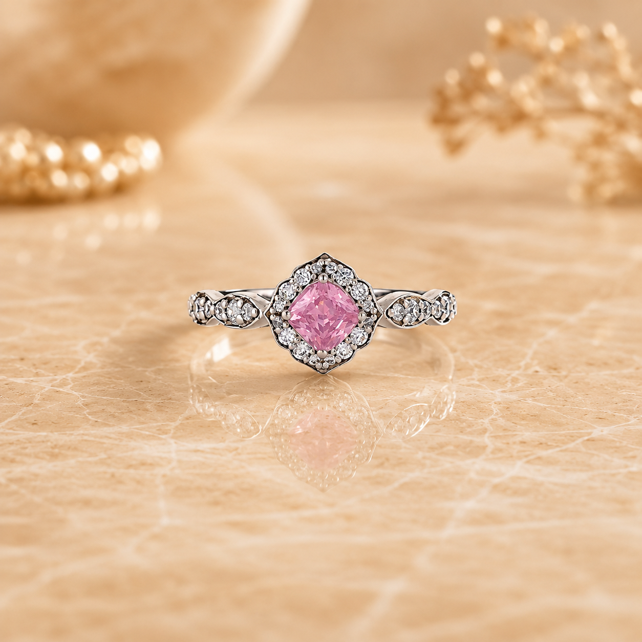 Pink Princess Halo Ring