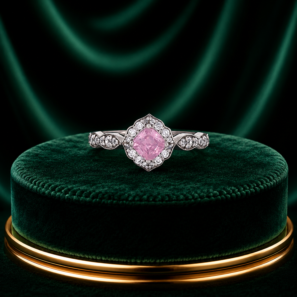 Pink Princess Halo Ring