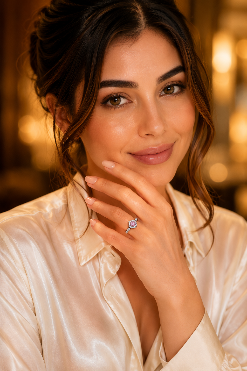 Pink Princess Halo Ring