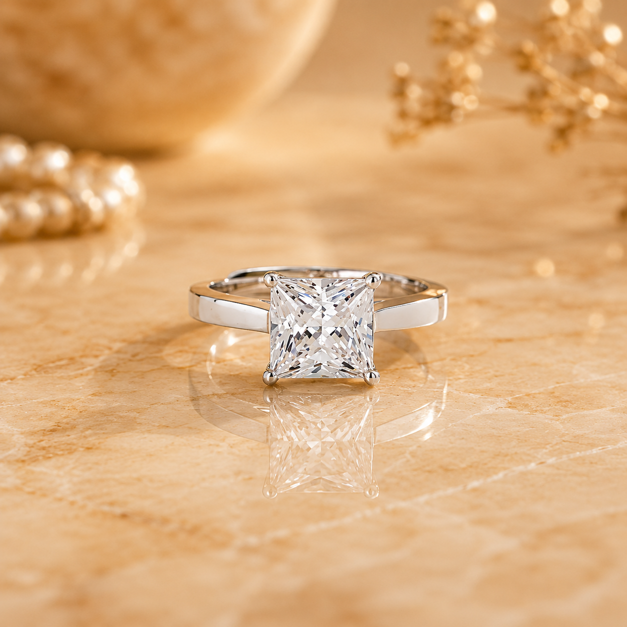 Classic Princess Cut Solitaire Ring