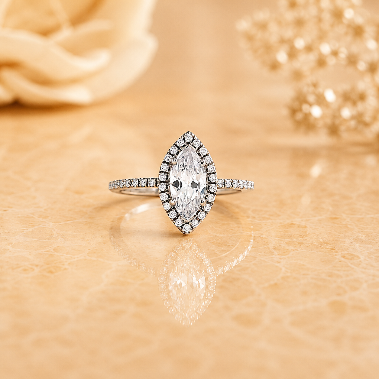 Classic Marquise Halo Ring