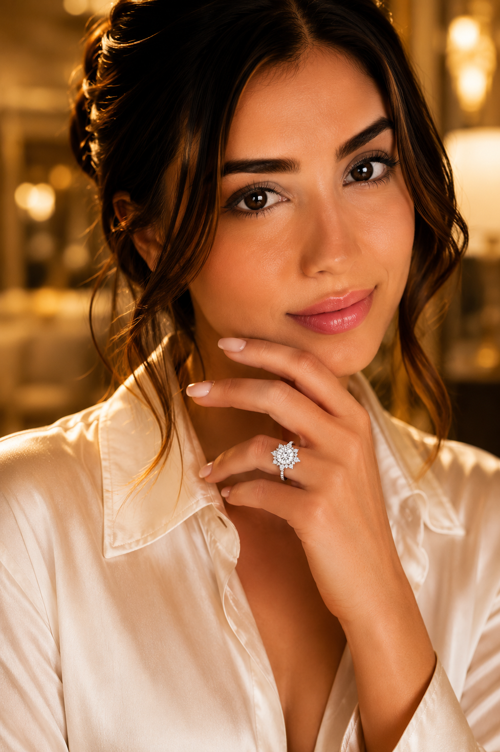 Classic Round Halo Floral Ring