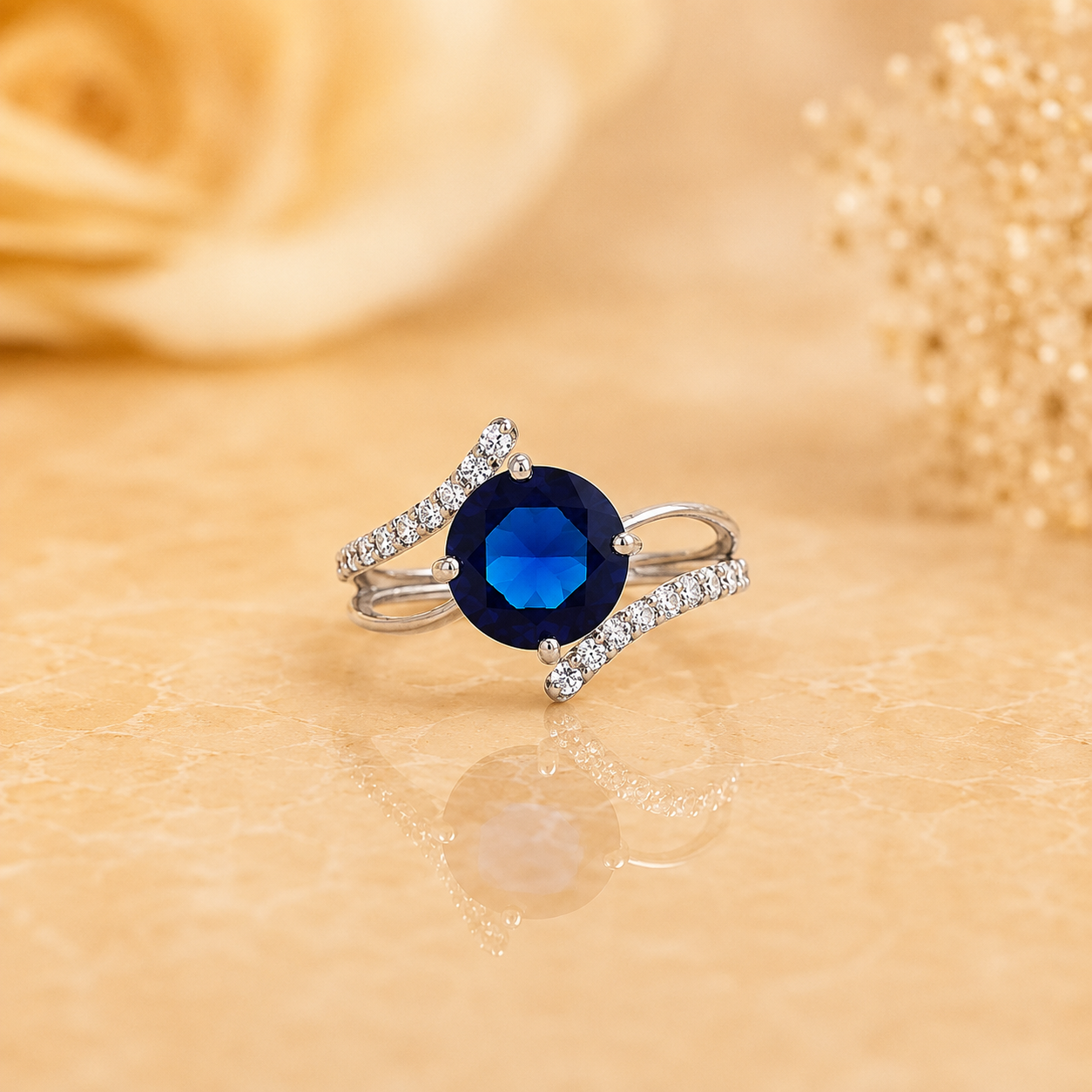 Royal Blue Sapphire Bypass Ring