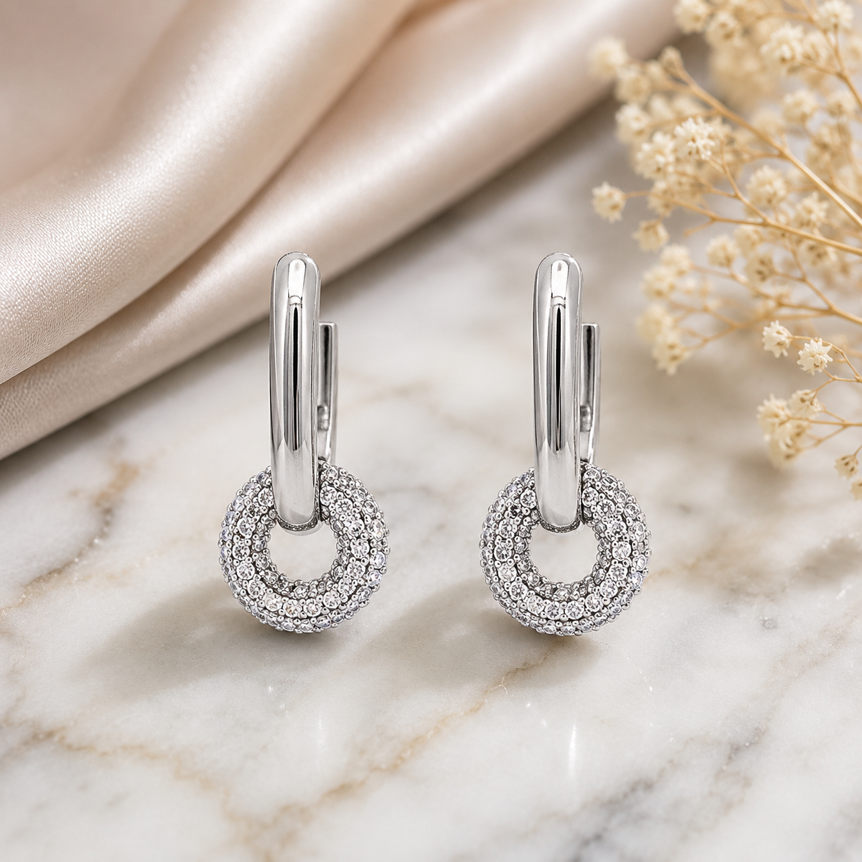 Crystal Halo Drop Earrings