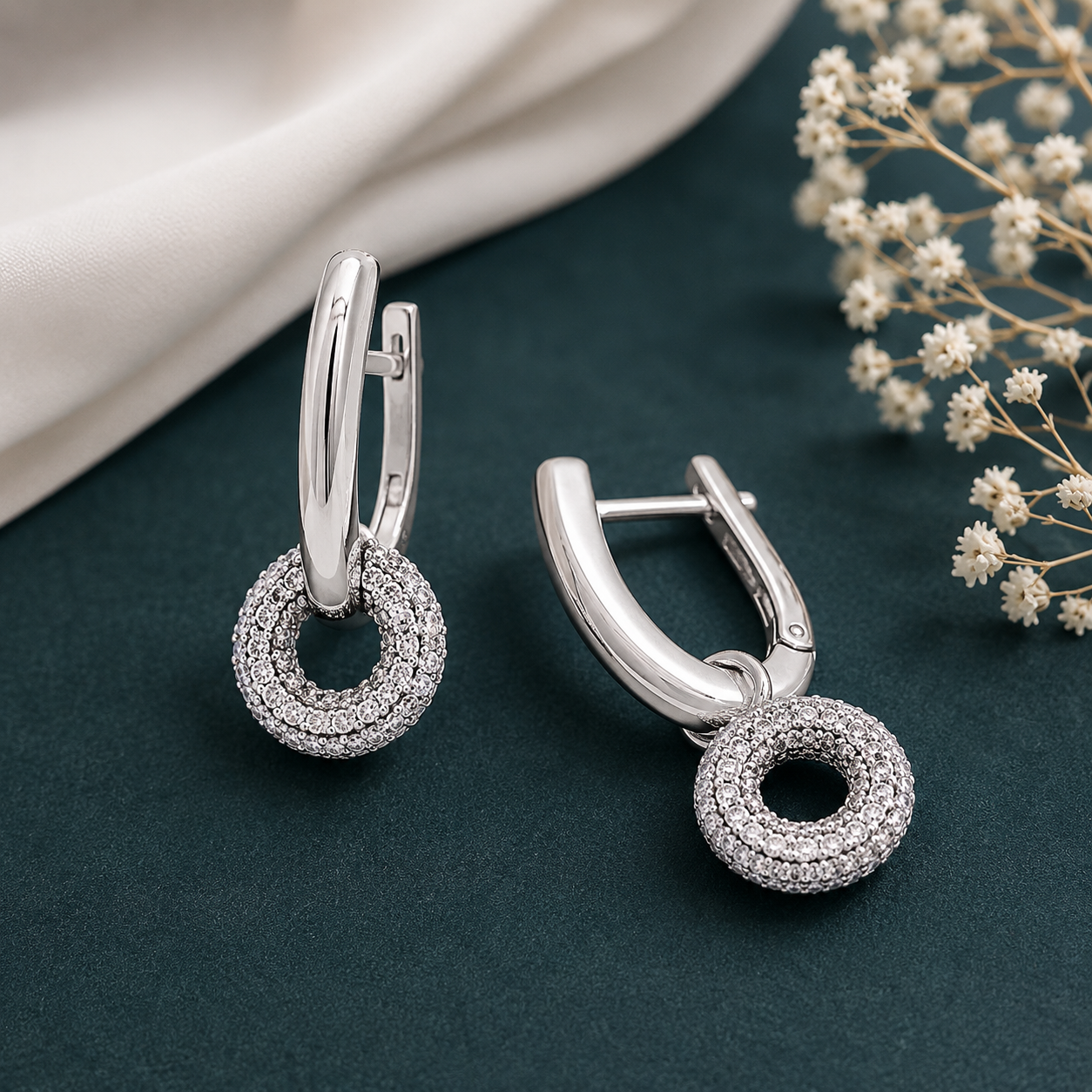 Crystal Halo Drop Earrings