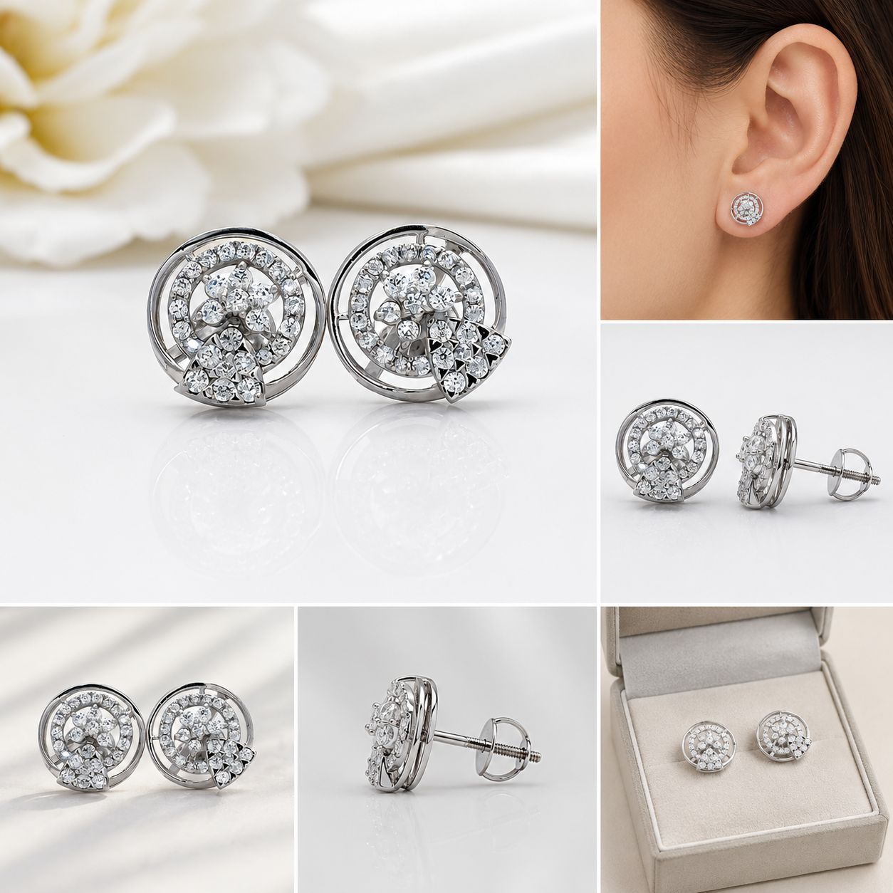 Celestial Swirl Diamond Stud Earrings