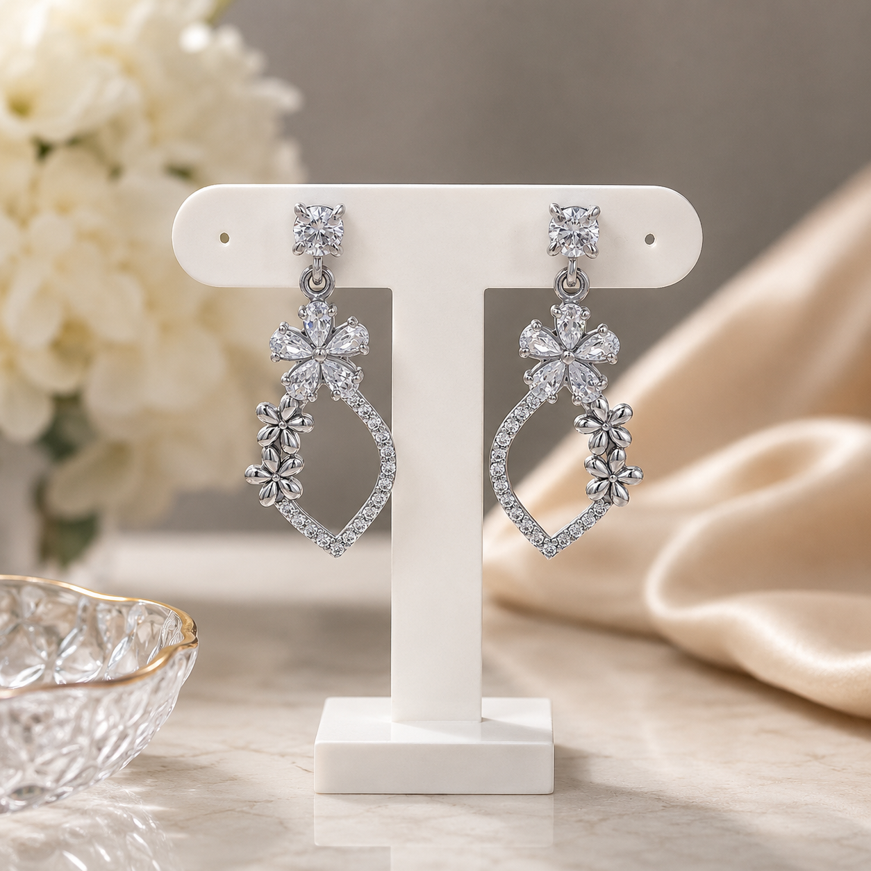 Floral Sparkle Drop Earrings