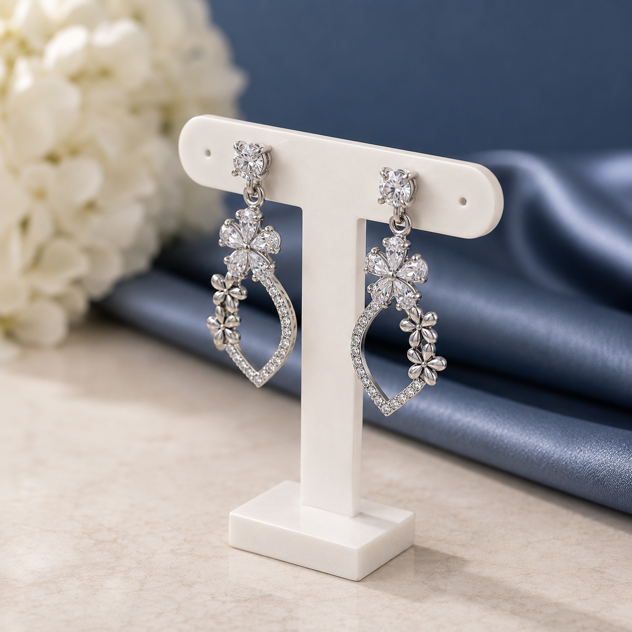 Floral Sparkle Drop Earrings